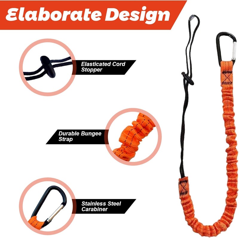 Carivia Tool Lanyard with Buckle Strap 5Pcs, 31.5 "-43.3" Extendable Length Tool Tether Lanyard with Carabiner and Adjustable Loop End, Scaffolding Roofing Fall Protection Tool Belts Accessories - Image 4